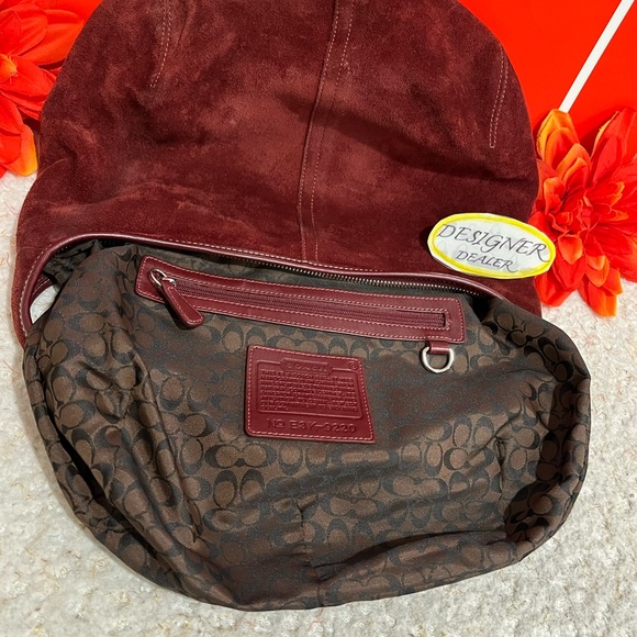 COACH RARE! Vintage Ergo Suede Burgundy Leather Hobo Shoulder Bag 9920 - Picture 13 of 16